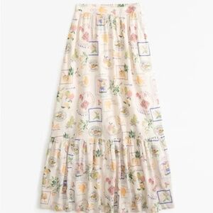 Abercrombie & Fitch Linen Maxi Skirt Italy Print NWT